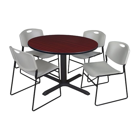 Cain Cain Round Table & Chair Set, Wood, Metal, Polypropylene Top TB48RNDMH44GY